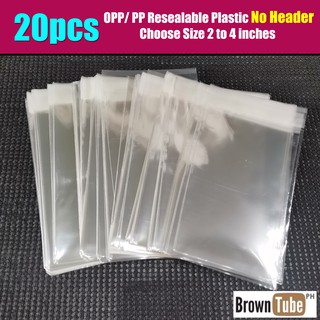 [20pcs NO HEADER] Resealable PP / OPP Packaging Plastic w/ adhesive 2 inches 3 inches 4 inches