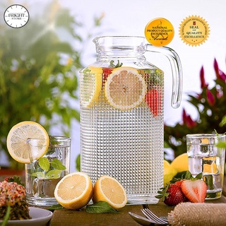 Premium Glass Pitcher w/ Lid Diamond Collection Gray Amazing Gift Idea For Any Occasion