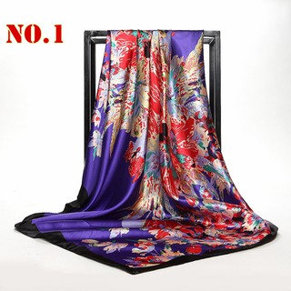 Satin Printed Silk Scarf 90 Large Square Ladies Shawl Simulation Scarves Factory Floral Scarves Shawl