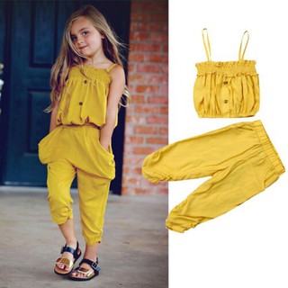 Kids Baby Girls Off Shoulder Tops T-Shirt + Long Pants Outfits Summer Clothes NH5s