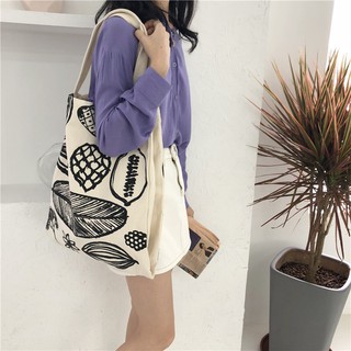 Women Leaf Printing Shoulder Bag Canvas Handbags Korean Lady Large Shopping Bags