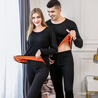 2019 Men And Women Velvet Thick Inner Wear Thermal Underwear Long Pajama Set jxKd