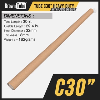 C30 Poster Tube WITH LID - Browntube Mailing Paper TubeC30 (For long size documet / poster)