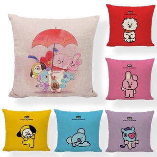 BT21 BTS KPOP anime boy hug pillowcase cotton linen pillowcase sofa decoration pillowcase