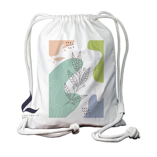 Laelynn - String Bag Premium Thick Canvas Drawstring Bag Multifunctional Custom Motif Nordic Flower Art - NFA2532