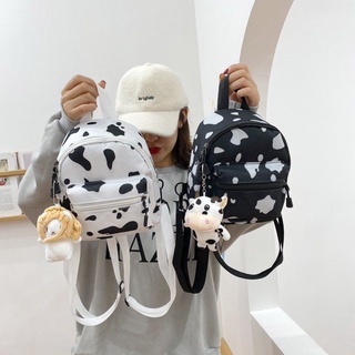 Mini Backpack female 2021 new fresh canvas multipurpose fashion backpack Korean versatile cow messenger bag