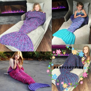 BIA-Super Soft Hand Crocheted Mermaid Tail Blanket Sofa