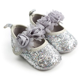 GFRIEND Baby Girl Shoes Soft Sole Anti-slip Walking Flower Glitter Princess Shoes (7)