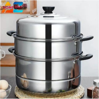 HOMEONE.AZ 3 Layer Steamer Stainless Steel Cooking pots 28cm