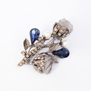 fashion Women's Rhinestone Imitation Pearl Enamel Flower Floriated Brooch Pin (6)