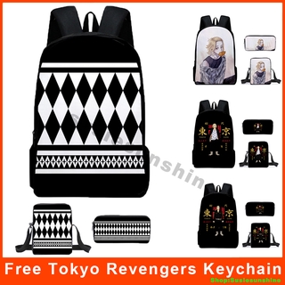 3 IN 1 Anime Tokyo Revengers Cosplay Backpack Boys Girls Schoolbag Men Women Travel Shoulder Bag Pouch Set Halloween Gift