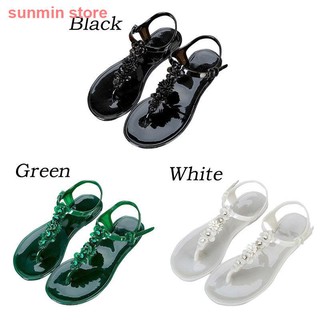 ♥️Ready stock & Super quality♥️ Women Ankle Strap Flat Jelly Sandals Summer Shoe Flip Flops (3)