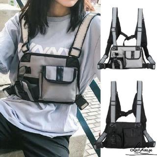 ✦LD-Fashion Chest Vest Bag Chest Rig Bag with Night Time Reflective Shoulder Strap Radio Chest Harness Bag