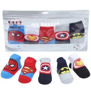Baby 100% Cotton Socks 5 Paris Superhero 1-3 Years Non-slip Socks (1)