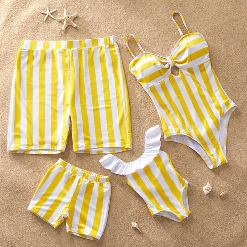 Family Swimwear Mom Daughter Mommy And Me Swimsuit Men Boys Beach Shorts Family Matching One Piece