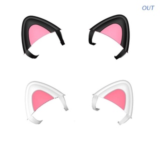 OUT Lovely Kitty Cat Ear Decoration for Headphones Headsets Adjustable Straps Attachment Silicone Cat Kitty Ears Headphones