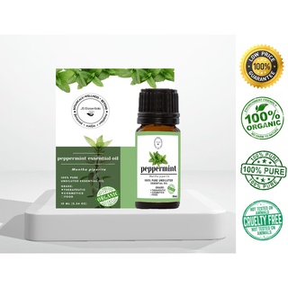 JS ESSENTIALS Peppermint Essential Oil (100% Pure - Undiluted - Organic - Cosmetics/Therapeutic Grad