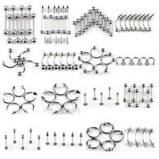 【COD】 85Pcs Tongue Studs Ear Studs Eyebrow Navel Ring Stainless Steel Body Piercings