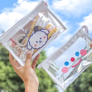 <24h delivery>W&G Cute Transparent Pvc Pencil Case Simple Kawai Large-capacity Pencil Case Organiser for School Stationery box of Girl Japan