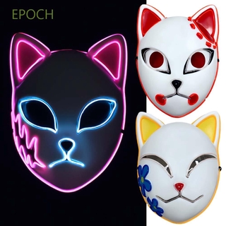 EPOCH Halloween Cosplay Mask Plastic Party Props Party Mask Props Kamado Tanjirou Anime Makomo LED Light Hannya Tengu Headwear Demon Slayer/Multicolor