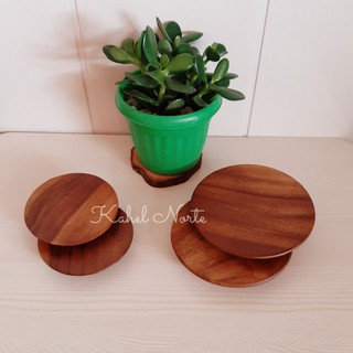 Flat Wooden Round Glass Cup Coaster