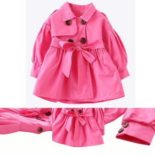 Baby Girl Coat Long Jacket Double Breasted Kids Overcoat Windbreaker Outwear (7)