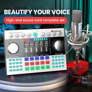 【Good quality】K1 YouTube Version Sound Card Complete Set Podcast Equipment withU87 Mic for Recordind