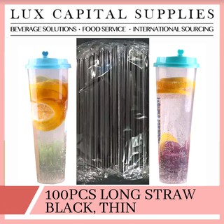 1 LITER STRAW THIN PP HARD CUP STRAW BLACK STRAW 26cm X 6mm INDIVIDUALLY WRAPPED (1)