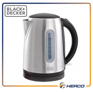 Black + Decker 1.7L Stainless Steel Concealed Coil Kettle, 360° Cordless Convenience (Black/Silver) (1)
