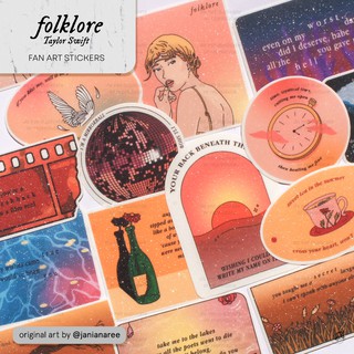 Folklore by Taylor Swift Vinyl Stickers (Tags: decorative cute aesthetic original illustration art)
