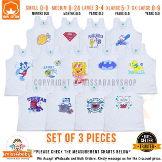 Character Sando for Kids Boy 3-Pieces (0m - 10 years old) Good Quality Materials COD