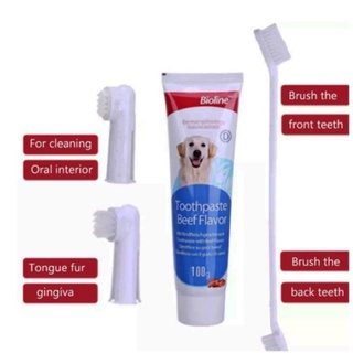 Bioline Dental Care Set Toothbrush and Toothpaste 100g Complete Pet Dental Care (9)