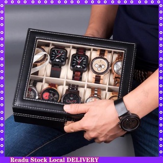 【available】High Quality PU Leather 10 Slots Wrist Watch Display Box Storage Organizer Watc
