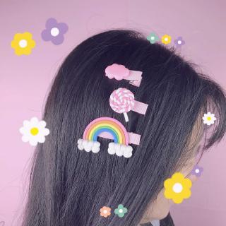 Korean Hair Clip Set Children Girl Rainbow Hairpin Cute Candy Hairclip Colored Cloud Hairpin (4)