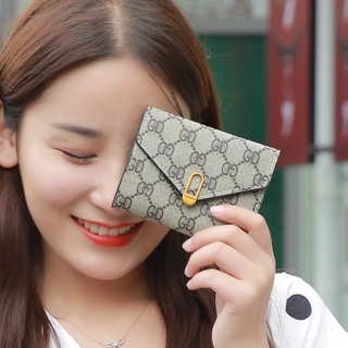 2020New Ladies' Purse Small Tri-Fold Short Stitching Leather Bag Clutch Multi-Functional Multi-Card-Slot Card Holder Wallet