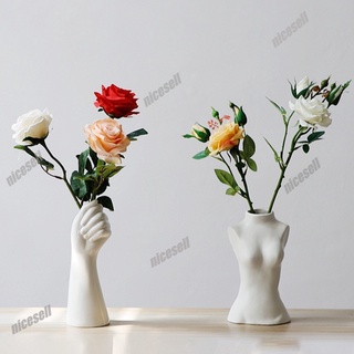 Nordic Ceramic Vase Creative Body Hand Shape Flower Pot Flower Holder Home Desktop Decoration
