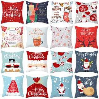 [50 styles]Merry Christmas Throw Pillow Cover Santa Claus Snowflakes Merry Christmas Decorative Cushion Cover Pillowcase new year decorations 2022