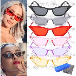 CISunnies #06215 Sly Cat Eye Retro Tinted Sunglasses Shades | FREE CASE & WIPER