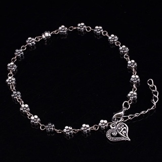 bestwish Retro Tibetan silver hollow silver plum flowers ornaments peach anklet bracelet (4)