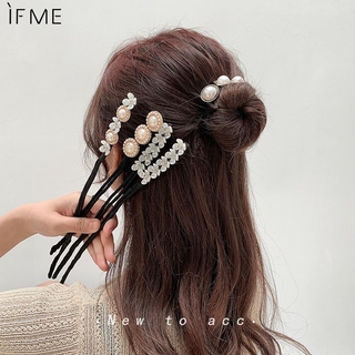 Ifme Korean Shell Flower Pearl Hair Tie Hair Maker Hair Tool Retro Hair Accessories