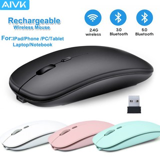 Aivk Wireless Mouse Bluetooth 2.4Ghz Receiver Optical Adjustable Mice Rechargeable