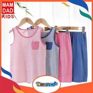 Baby Kids Clothing Cotton Breathable Striped Boys Girls Vest + Short Clothing Set
