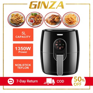 GINZA Air Fryer Large 5L 1200W Multi-function Oil Free Air Fryer 5 Liter Large Capacity