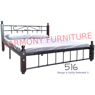 Harmony Steel Bed Frame with Solid wood Post 60x75 Queen (1)