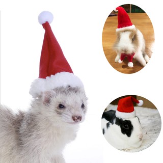 LIULIU Small Animal Santa Hat with Scarf Christmas Guinea Pig Costume Halloween Rat Cap Rabbit Clothing Set Xmas Gift Clothes Outfit for Sugar Glider Hamster Chinchilla Ferret Lizard (1)