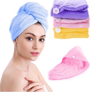 No1.go Microfiber Hair Drying Bath Towel Cap Spa Wrap Quick