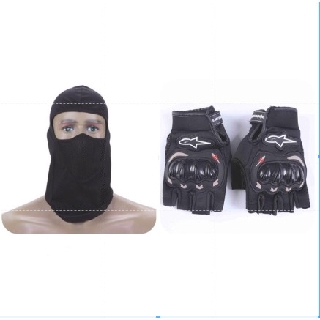 Motor Full Gloves Pair Set + Full Face Mask