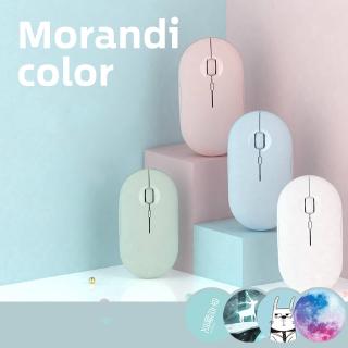 Silent Rechargeable Wireless Mouse Morandi Color 1600DPI Desktop Art Mice with Mouse Pad