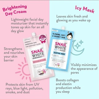 SNAILWHITE DAY& NIGHT SET -BRIGHTENING DAY CREAM + ICY MASK FOR NIGHT BY NAMULIFE THAILAND