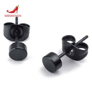3mm Round Ear Studs, 2pcs (1 Pair) Stainless Steel for Men Color Black - With Gift Bag